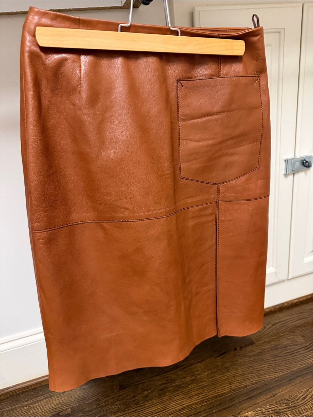 Weekend Max Mara Rust Brown Leather Pencil Skirt